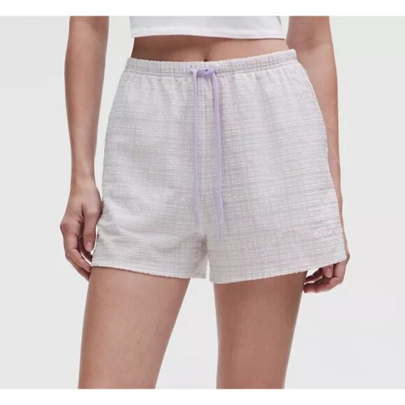 NWT Lululemon Seersucker Check Strappy Lavender Tank & 3" Pull-On Short Set M/L - Picture 6 of 16